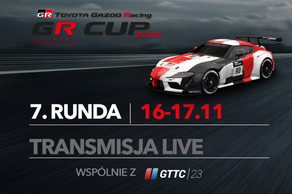 Transmisja live z 7. rundy TOYOTA GR CUP DIGITAL - 16-17.11.2023